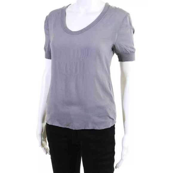 James Perse Short Sleeve Scoop Neck Blouse - Picture 2 of 3